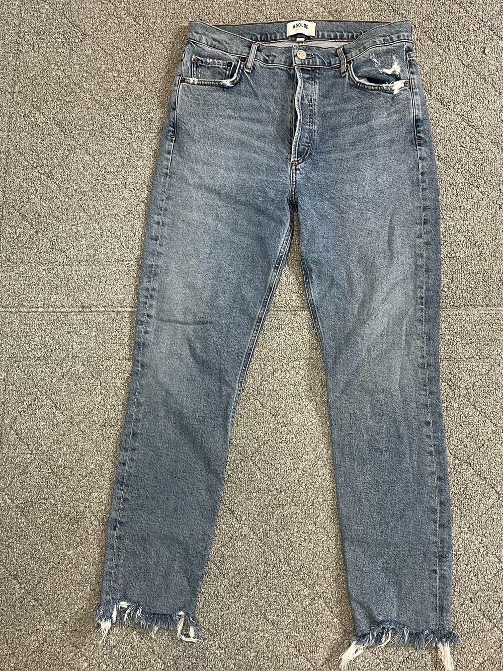 Agolde Nico High Rise Slim Fit Jeans Womens Size 28 Button Fly Frayed Hems